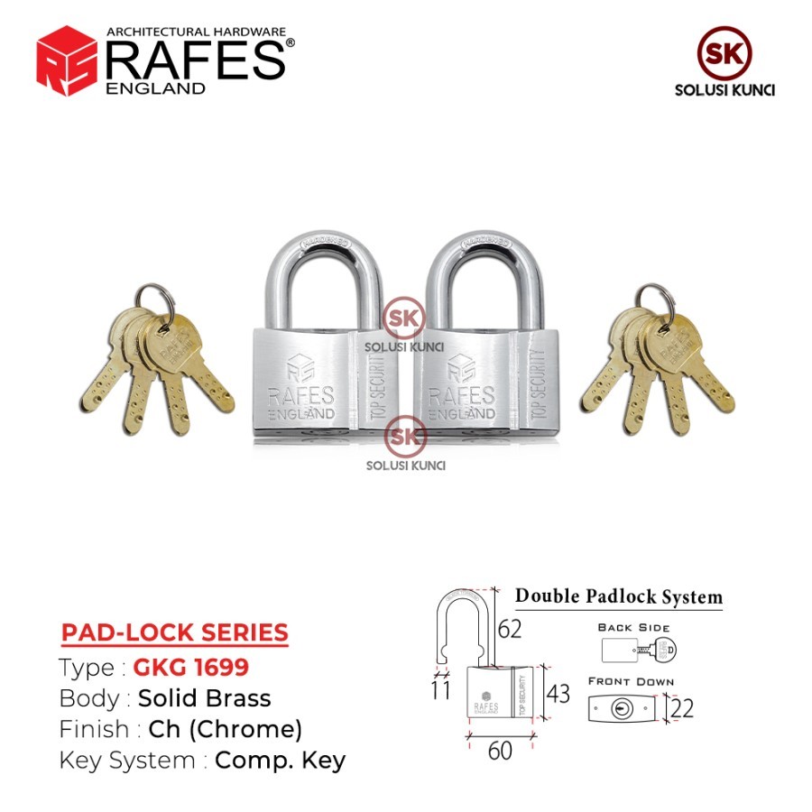 Gembok RAFES ENGLAND Solid Brass (GKC 1699)