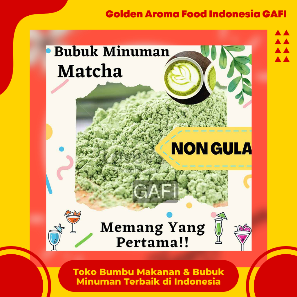 

GAFI Food Bubuk Minuman Rasa Matcha NON GULA 1 Kg Enak Murah Halal, Matcha SUGAR FREE Drink Powder 1 Kg