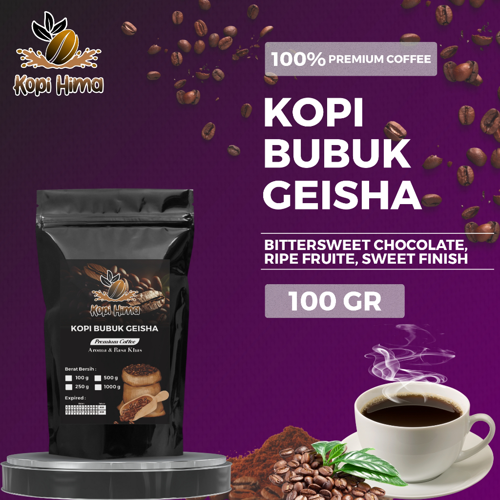 

Produk kopi.hima - bubuk kopi geisha berat 100 gram premium roasting