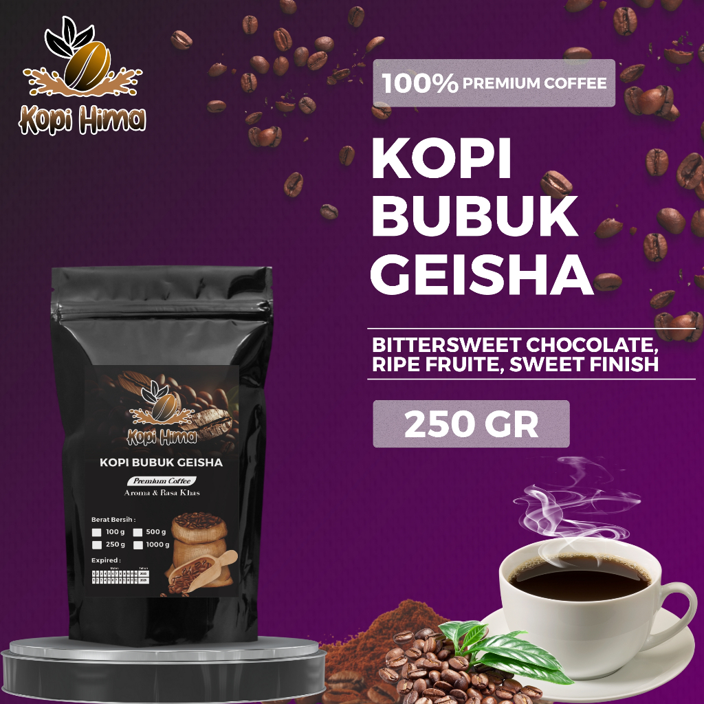

Produk kopi.hima - bubuk kopi geisha berat 250 gram premium roasting