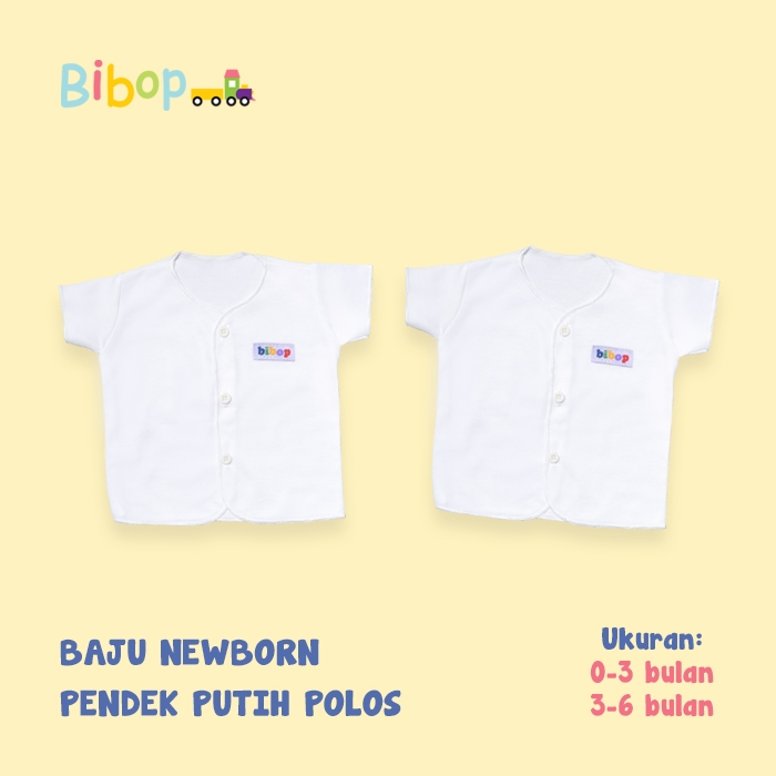 Baju Bayi Bibop Newborn Lengan Pendek Putih Polos