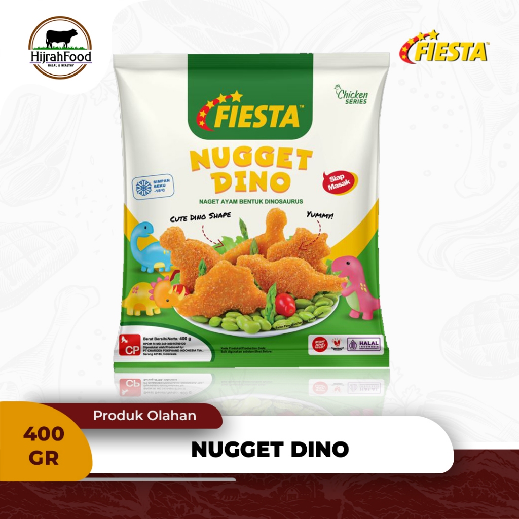 

Fiesta Chicken Nugget Dino 400 gr Naget Ayam Bentuk Dinosaurus Siap Masak