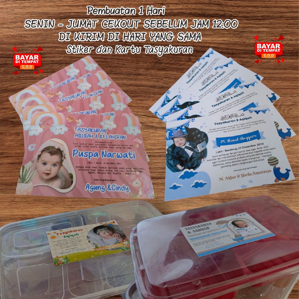 

Kartu Ucapan Terima Kasih Tasyakuran Aqiqah Kelahiran Bayi Hampers Free Design Tanpo Po Langsung Jadi