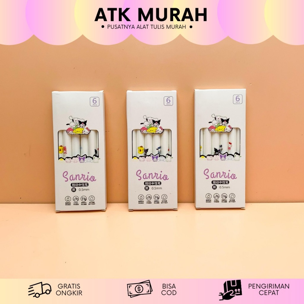 

FREE BOX PEN CETEK SANRIO 1 SET 6 PCS PREMIUM TERMURAH PC-1518 PENA LUCU ALAT TULIS SEKOLAH MURAH TERJANGKAU