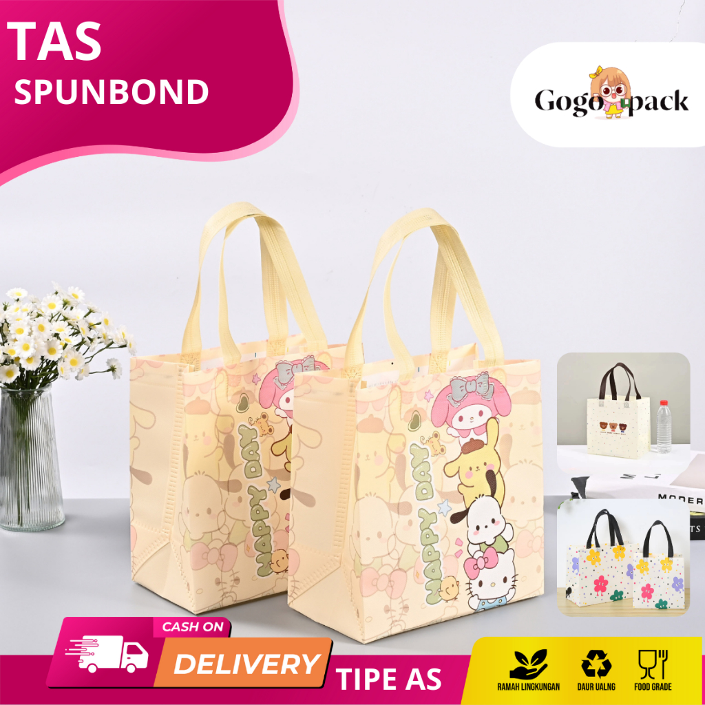 

Tas Spunbond / Goodie Bag Spunbond / Spoundbond Bag / Tas Belanja Spunbond Model Kotak Box Kantong AS19-AS20
