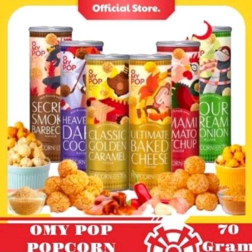 

O MY POP POPCORN CLASSIC GOLDEN CARAMEL, SECRET SMOKY BARBECUE, SALTED EGG YOLK KALENG 70 GR