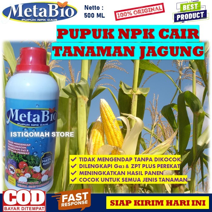 METABIO 500ml Pupuk NPK Cair Penyubur Tanaman Jagung Obat Semprot Pelebat Buah Jagung waktu Penyempr