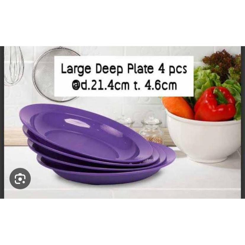 Tupperware Original Large Deep Plate| Piring Makan Ungu 4pcs