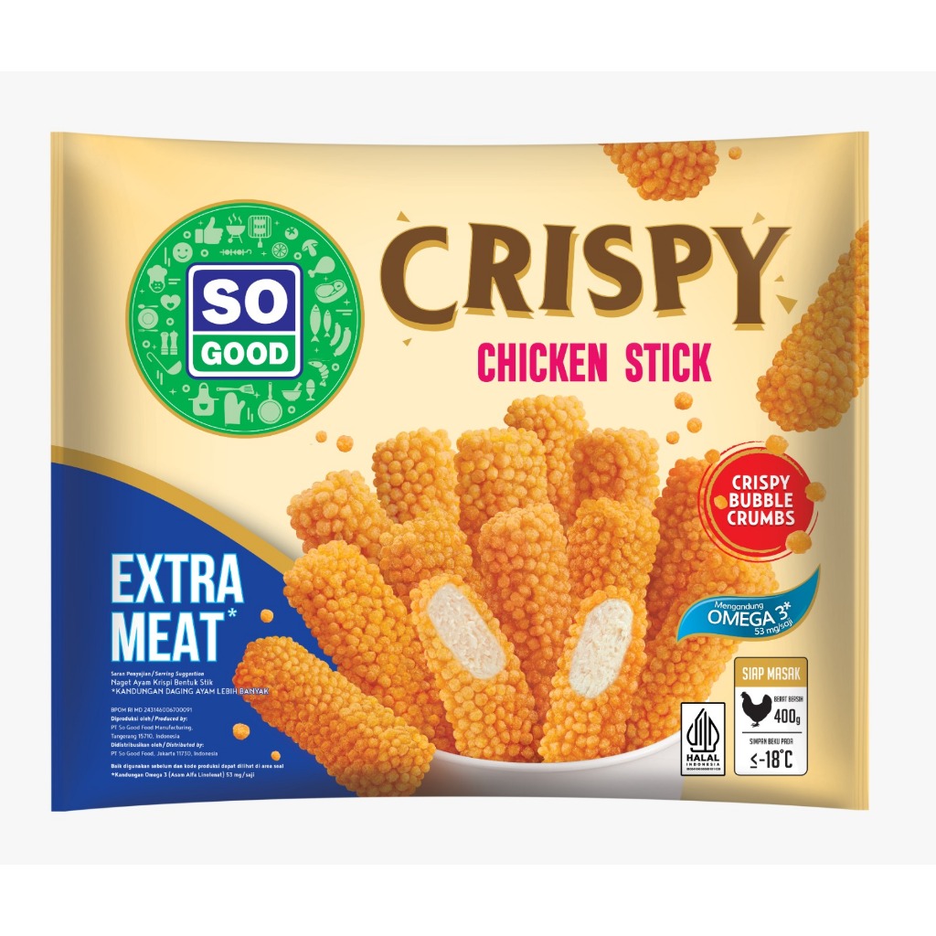 

SO GOOD CRISPY CHICKEN STICK 400GR NAGET STIK AYAM KRISPI HALAL