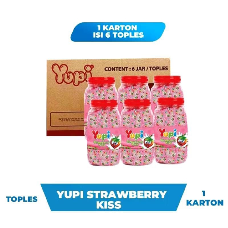 

Yupi Strawberry Kiss Toples Isi 6 Toppies/ jar Yuppy toples