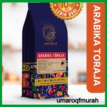 

Kopi Arabika Toraja Sapan ARUTALA Ukuran 200 gram Bentuk Biji Sampai Giling Halus