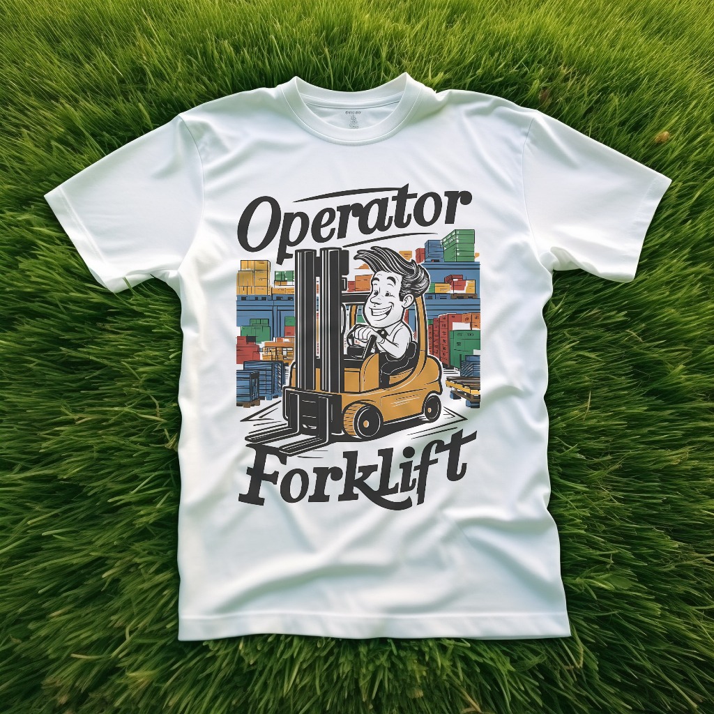 KAOS OPERATOR FORKLIFT / BAJU KERJA / T-SHIRT PREMIUM COTTON / DTF /