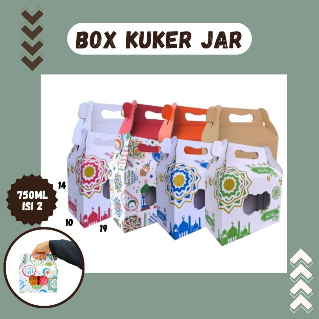 

Box Jinjing Kuker 19x10x14 Jinjing Jar (KUKER TOPLES JAR 750ml ISI 2) Box Jinjing Kardus Lebaran Idul Fitri Hampers Polos/Motif