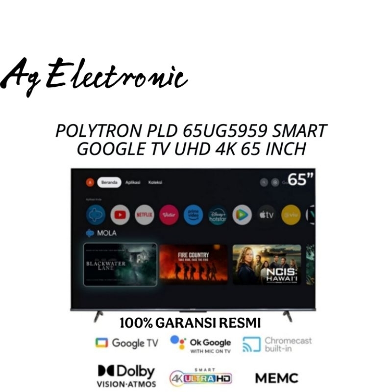 POLYTRON 65 INCH PLD 65UG5959 Google tv android 4K uhd 65 inch