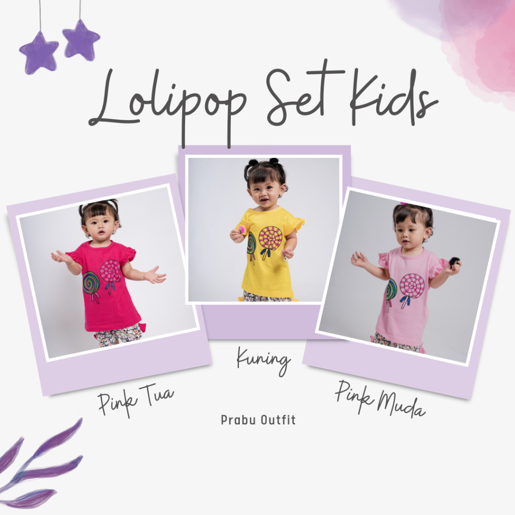 baju setelan anak perempuan lolipop - kaos anak - one set