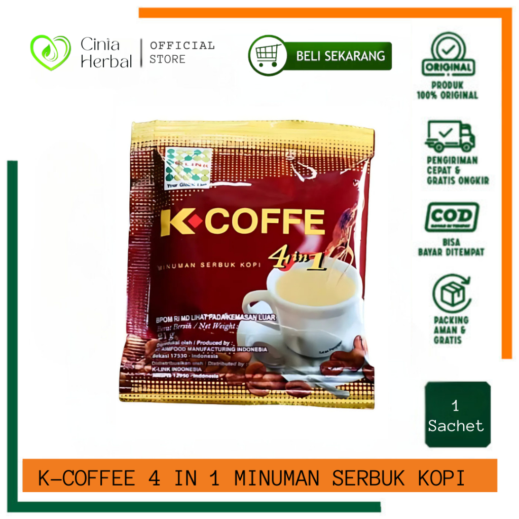 

Kopi Ginseng Klink 4 In 1 | Kopi Herbal Gingseng LPB Per Sachet