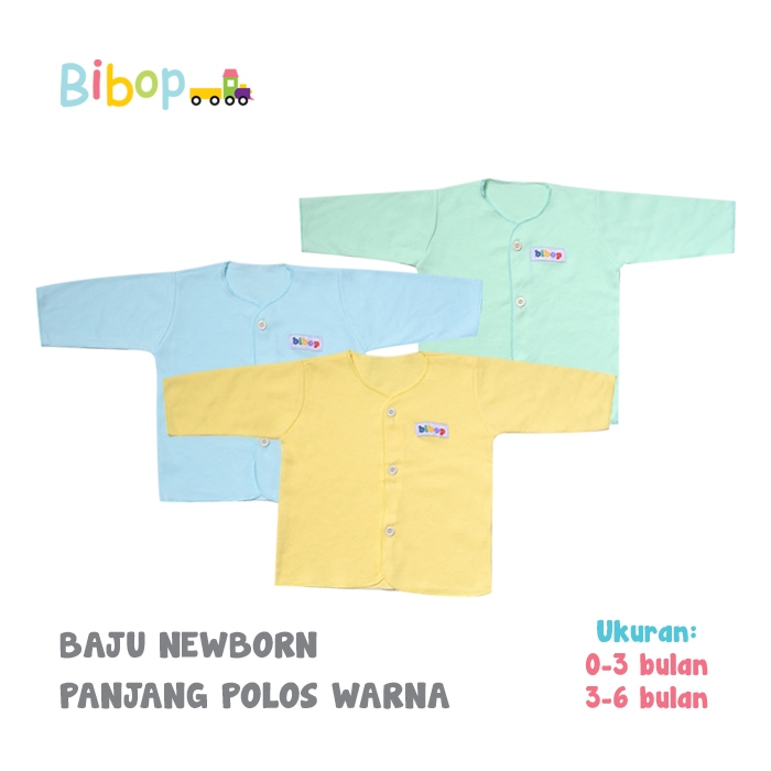 Baju Bayi Bibop Newborn Lengan Panjang Warna Polos