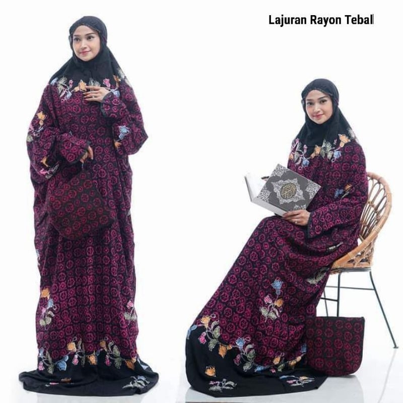 MUKENA BATIK TERUSAN LAJUR LAJURAN RAYON SAMITEX JUMBO