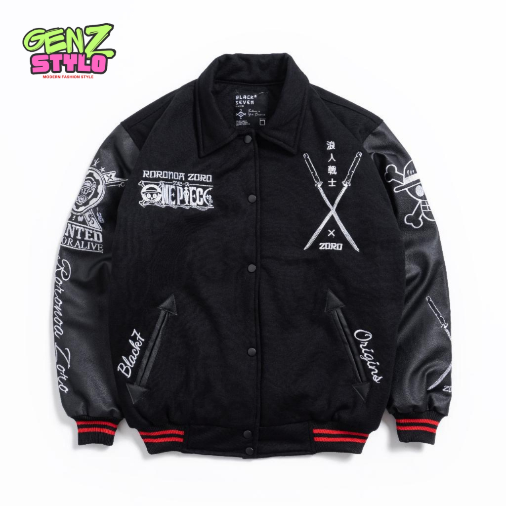 Varsity Jacket New Edition Original | Red Zoro Samurai Full Bordir Pria - Wania Jaket Bomber