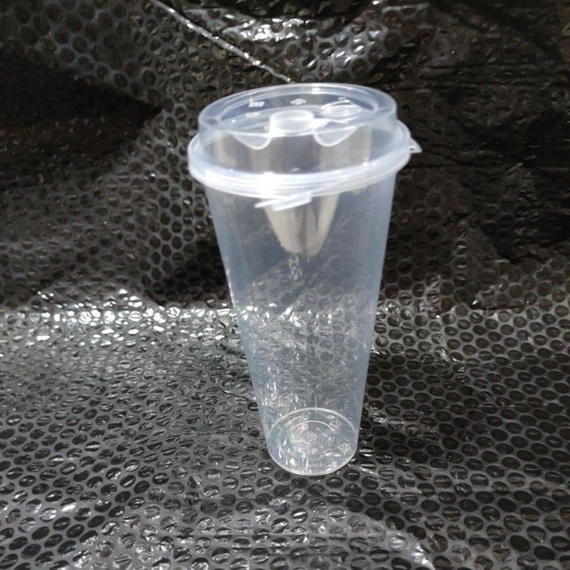 Gelas Cup Plastik PP Injection 24 oz + Tutup  isi 25 Pcs