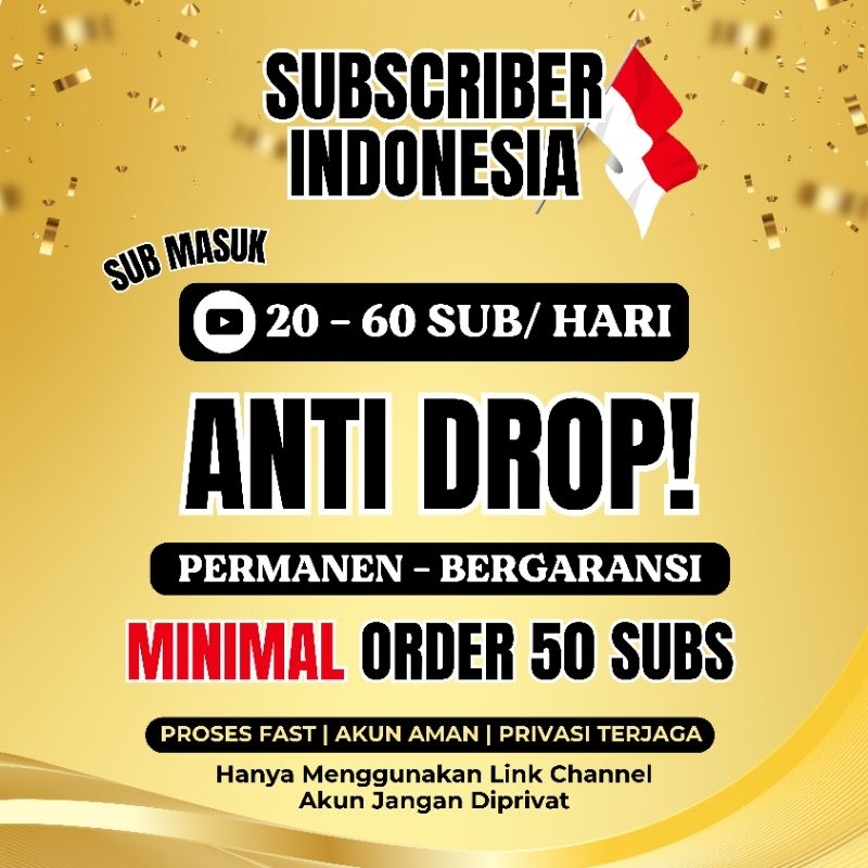 Subscriber Youtube Indonesia Permanen Monetisasi - Termurah