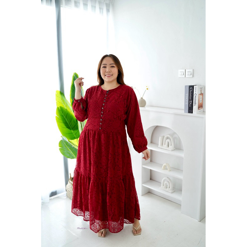 Bigsissy - Kode 996 Dress Bigsize Wanita Jumbo | Dress Bigsize | Dress Lebaran | Dress Brukat