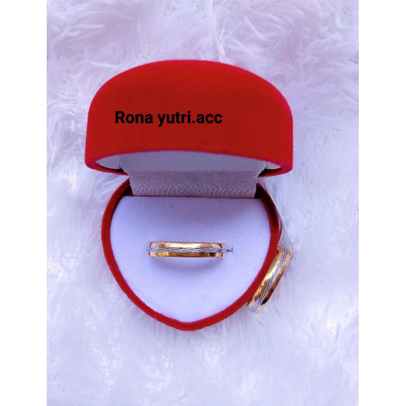 cincin couple/nikah/tunangan titanium ukir selir kuning