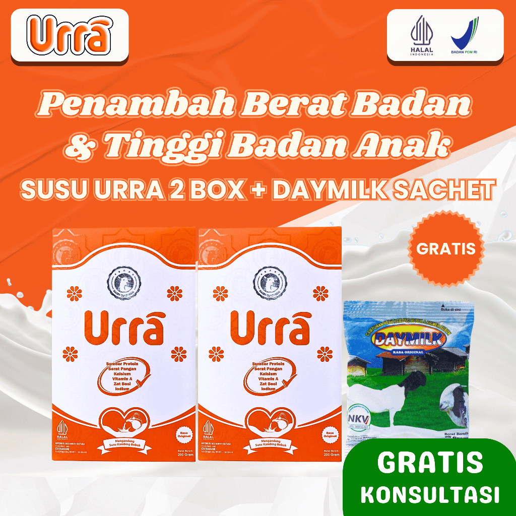 

URRA Susu Kambing Saneen - Susu Penambah Berat Badan & Tinggi Badan Anak - 2 Box
