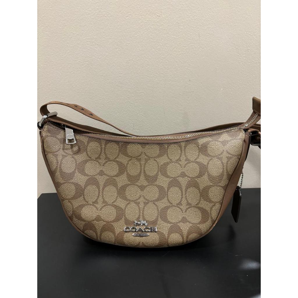 Tas COACH CC MONOGRAM BROWN CAMEL HALF MOON BAG original 100% preloved