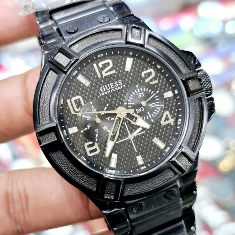 Jam Tangan Pria Original Guess Rigor Steel Full Black Bergaransi