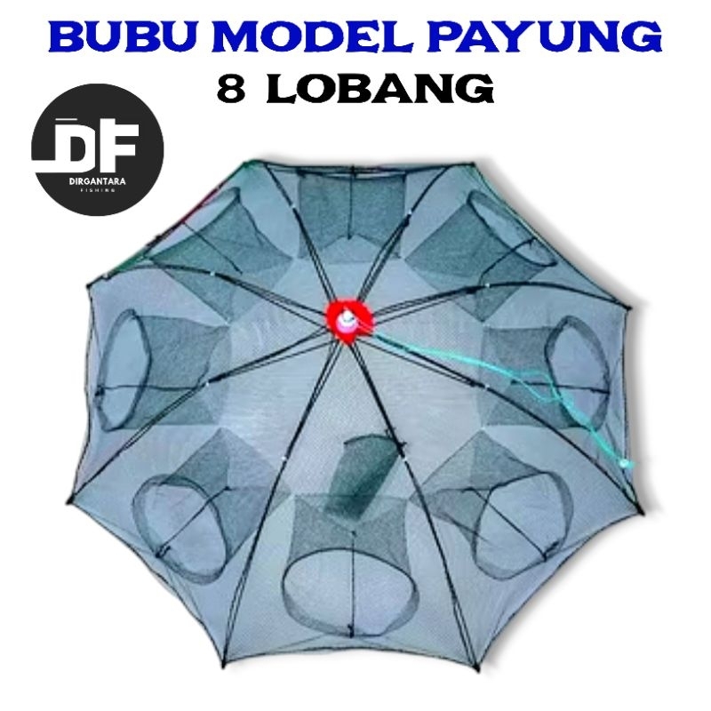 Payung Bubu Jaring Jebakan Perangkap Udang ikan Kepiting Model Payung 8 lobang