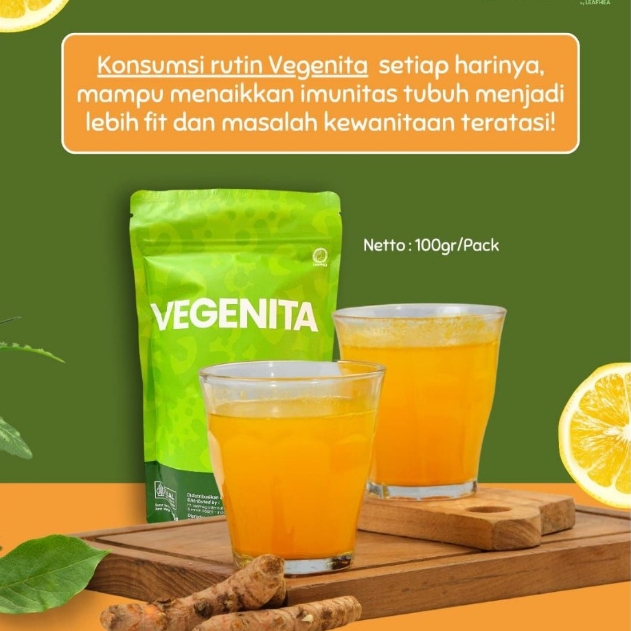 

VEGENITA Minuman Sehat BPOM & Halal, Mendukung Kesehatan Reproduksi & Kulit Cantik Alami, Kunyit & Saffron