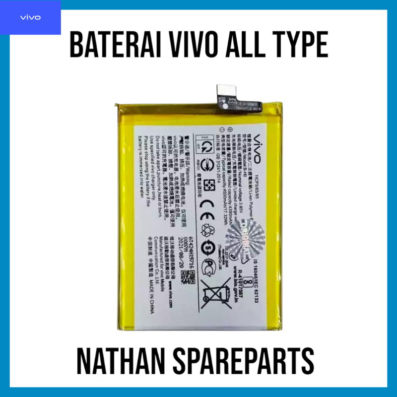BATRE BATERAI BATTERY VIV0 ALL TYPE Y3 Y12 Y12i Y15 2019 Y17 2019 Z1 Pro Y20 Y20S Y20i Y12S Y33S Y21