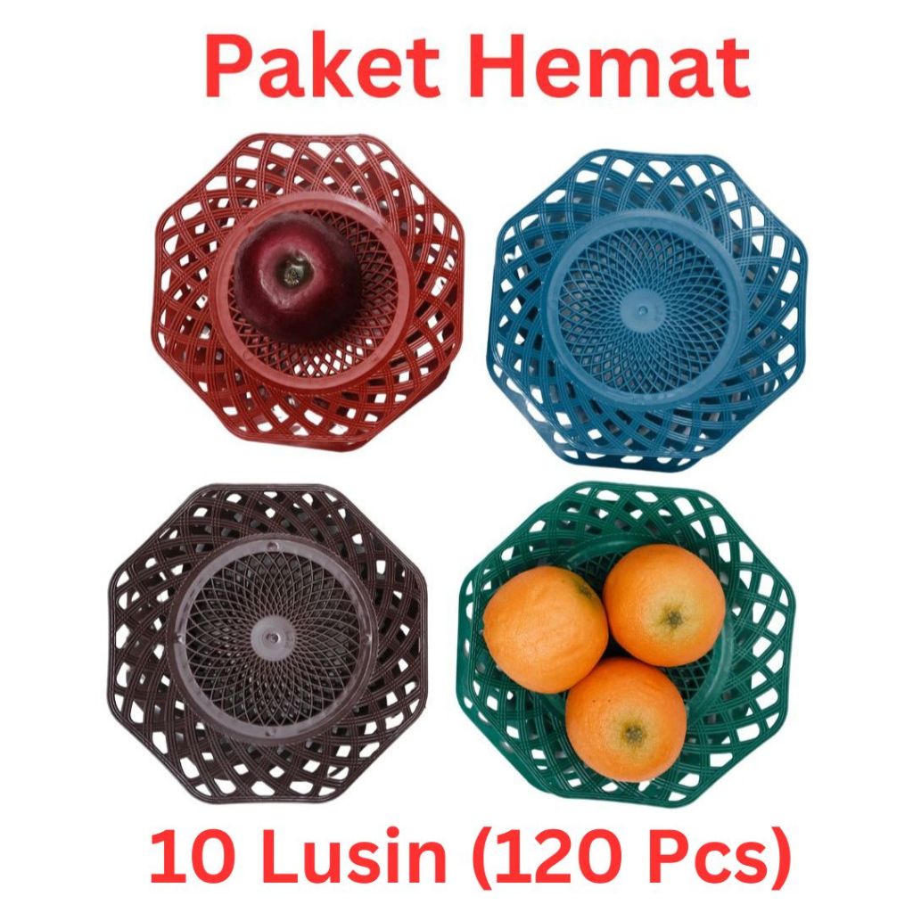 LJR Piring Rotan Anyaman Segi 8 23cm - 10 Lusin