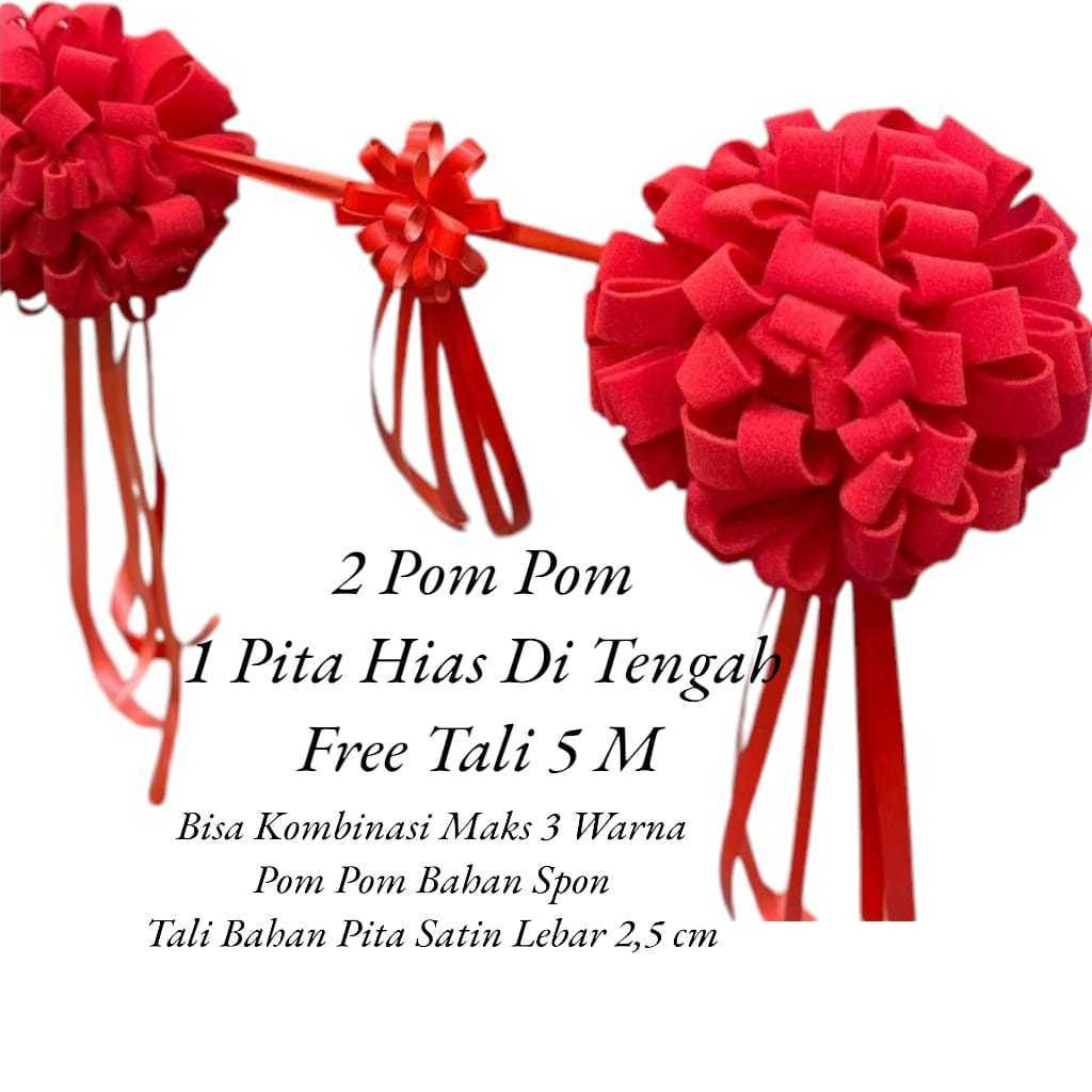 

Pita peresmian gunting pita opening pita satin Tille merah set gunting pita grand opening set lengkap gunting peresmian siap pakai pom pom