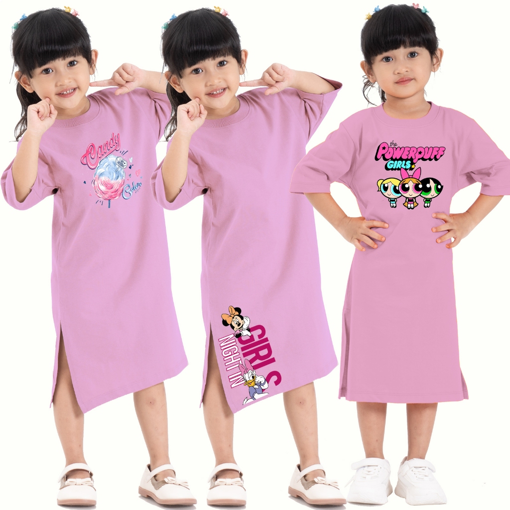 vharkids | kaos anak | dress anak lucu | tunik anak kekinian | bahan katun | gambar kartun | warna l