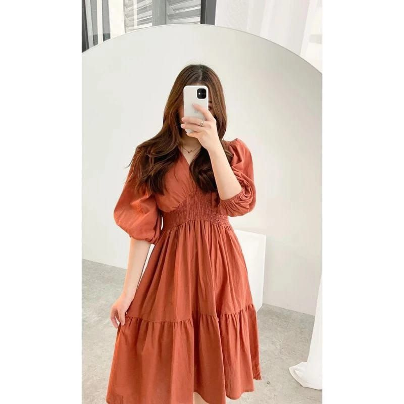 MIDI DRESS CASSANDRA RAYON TWIL PREMIUM RIMPEL