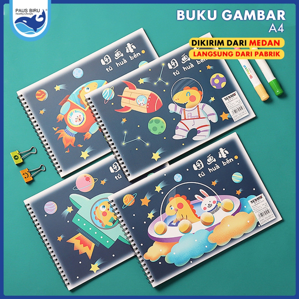 

Paus Biru Medan - Buku Gambar Anak Sketchbook A4 Drawing Book Jilid Spiral Kertas Tebal 30lbr