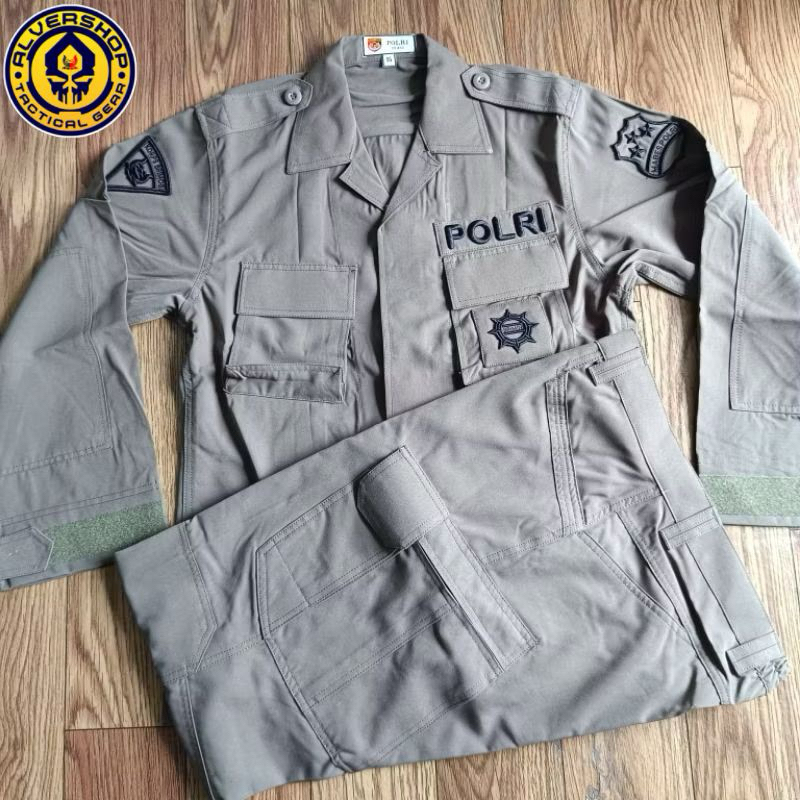 Baju Pdl Hijau Brimob Tactical Bahan Halus Setelan Jatah Original Polri AlverShop_TG
