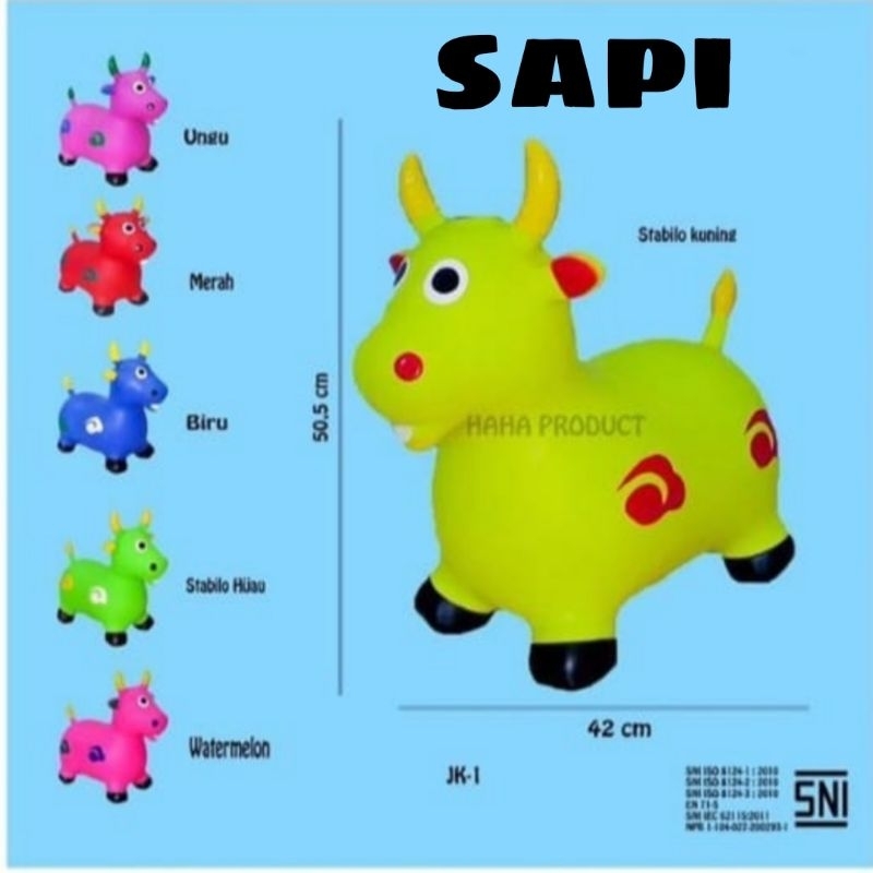 Mainan Animal Jumping Karet Sapi Sound & Light