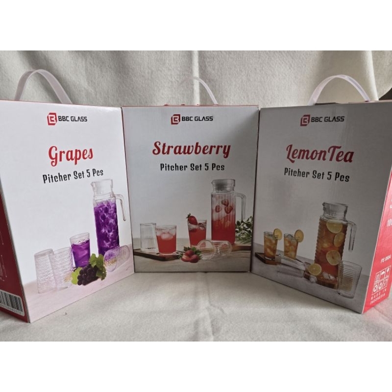 5 pcs Pitcher Set / Jug air dan gelas / Teko air, teh, kopi, jus / Gelas kaca / Water jug