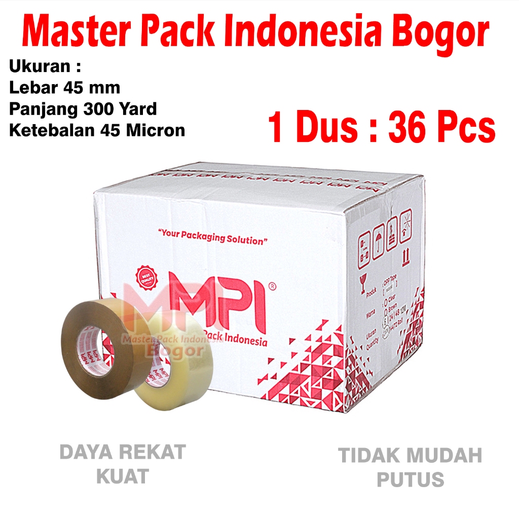 

1 Dus ( 36 Pcs ) Lakban Coklat - Lakban Bening 45 mm x 300 yard - Master Pack Indonesia Bogor