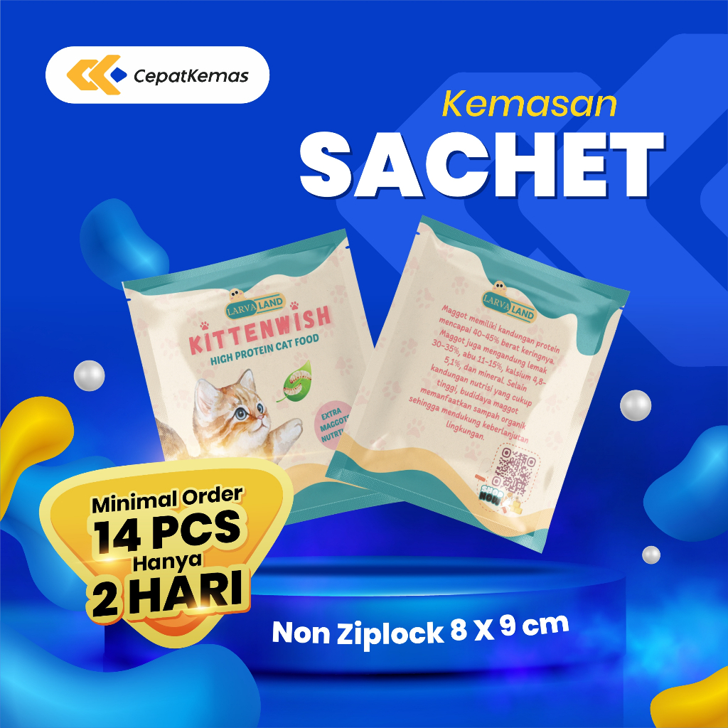 Cetak Kemasan Sachet Non Ziplock 8x9cm | Custom Desain | 14pcs | Selesai 2 Hari