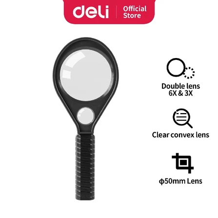 

Deli Kaca Pembesar Magnifier 3X 6X Pegangan ergonomis yang nyaman ringan ringkas dan portable E9092