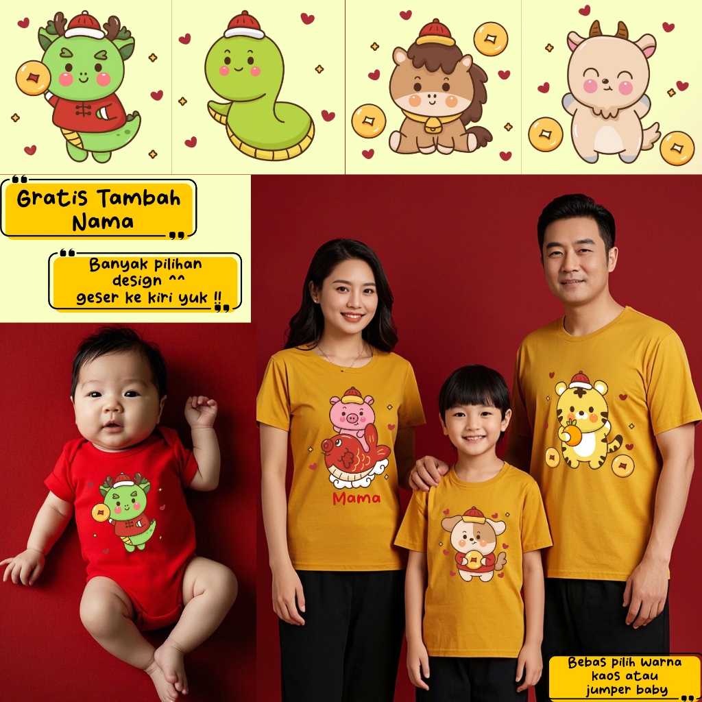 airanoel - Kaos 12 Shio Love Kaos Imlek Anak Chinese New Year Tshirt