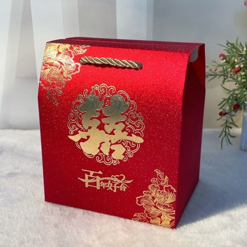 

( 10 Pcs )Tas Jinjing Paperbag Imlek Shuangxi Teapai Goodie Bag New Year Sincia Merah Ukuran 12x9x14 Cm