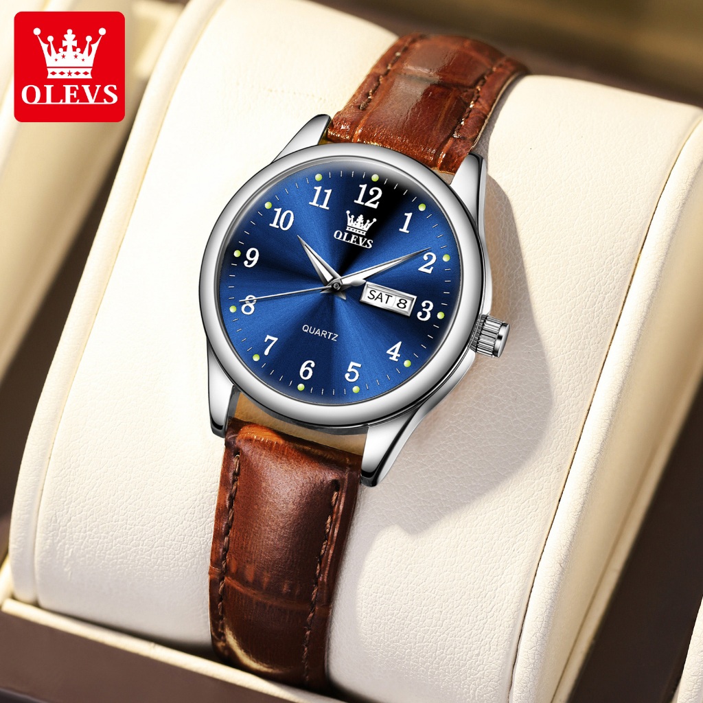 Olevs Jam Tangan Wanita Perempuan Original Watchbrands Jam Tangan Kulit Wanita Elegan Cewek Anti Air