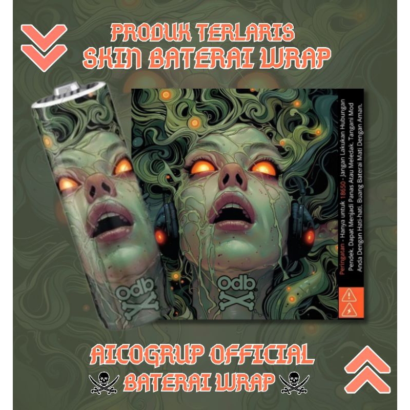 

FAMSTORE - Pelindung Baterai - Stikerskin Wrap Baterai 18650 Motif Moster series Hologram Dan Non Hologram Full Motif Desain Dan Anti Gores