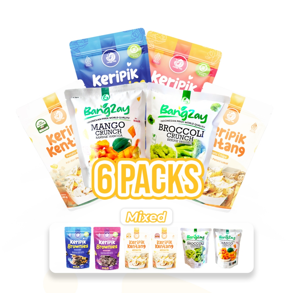 

6 PACKS! - [Gluten Free] Canggi Fully Keripik Brownies Kering, Keripik Kentang, Keripik Buah & Sayur (BISA MIX VARIAN)