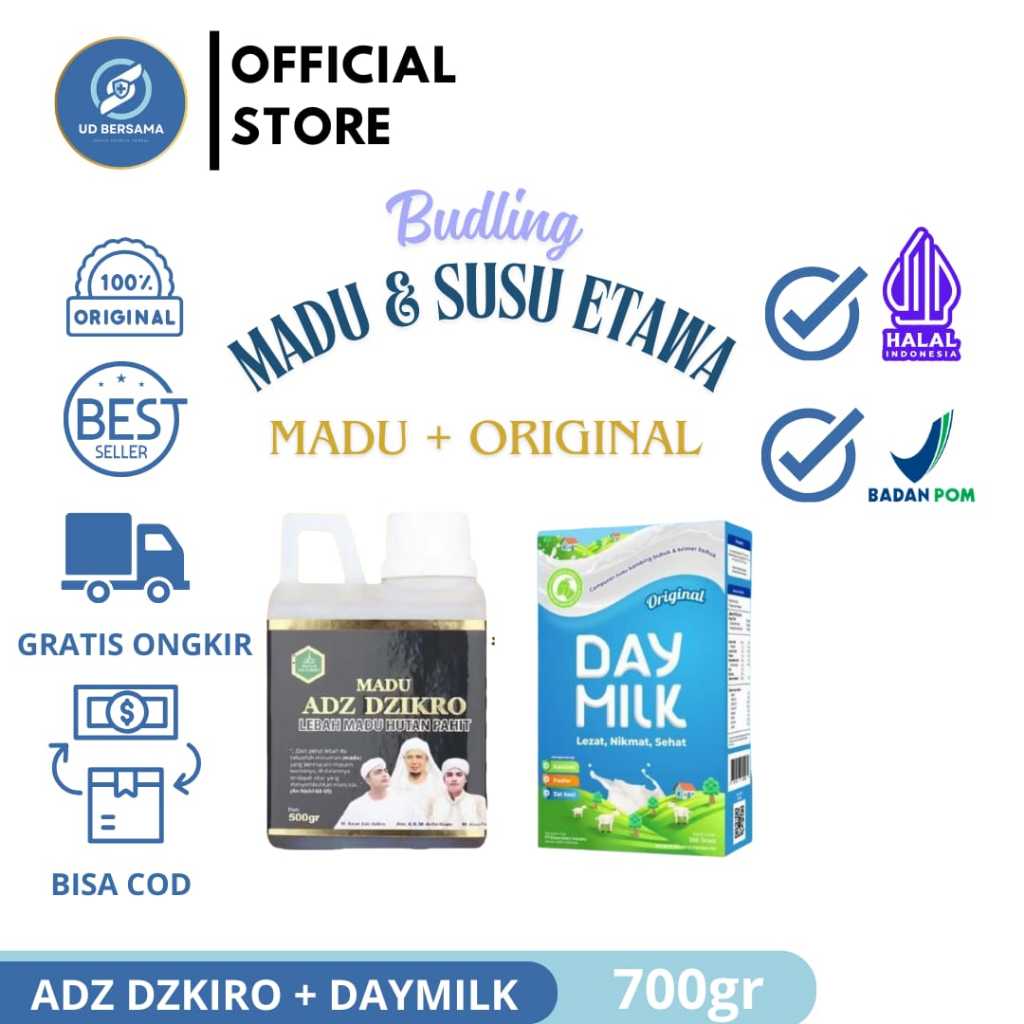 

Budling Madu Hitam Pahit ADZ DZIKRO & Susu Etawa Daymilk Atasi Nyeri & Sendi Menambah Imun 700gr